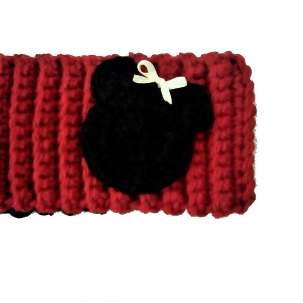 πλεκτό headband κόκκινο μαύρο - αξεσουάρ μαλλιών - 2