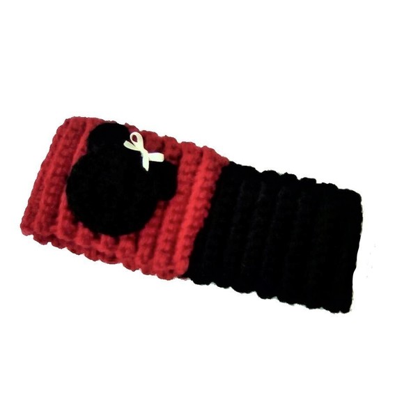 πλεκτό headband κόκκινο μαύρο - αξεσουάρ μαλλιών - 5