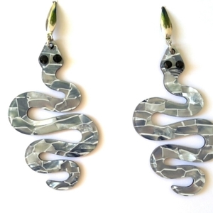 Laser cut acrylic earrings, Plexi σκουλαρίκια φίδι, Ακρυλικά σκουλαρίκια - ατσάλι, κρεμαστά