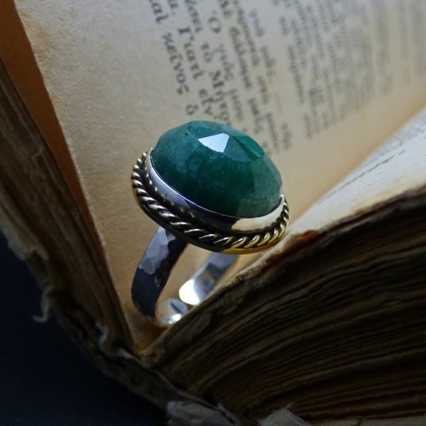 " Silver Εmerald spirit" - Χειροποίητο Δαχτυλίδι από ασήμι 925 και Σμαράγδι! - ημιπολύτιμες πέτρες, ασήμι 925, αυξομειούμενα - 5
