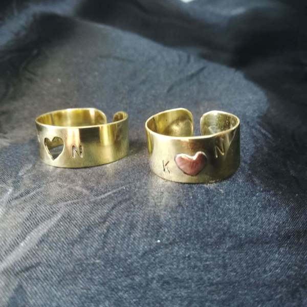 Δαχτυλίδια ζευγάρι my valentine με καρδιά - ορείχαλκος, όνομα - μονόγραμμα, κοσμήματα, δώρα αγίου βαλεντίνου, αυξομειούμενα - 4
