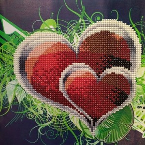 Πίνακας ψηφιδωτό καρδούλες μερικώς διακοσμημένο με στρασάκια - πίνακες & κάδρα, καρδιά, romantic, αγ. βαλεντίνου - 2