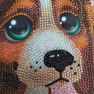 πίνακας σκυλάκι ψηφιδωτό μερικώς διακοσμημένο με στρασάκια - στρας, πίνακες & κάδρα, χειροποίητα, σκυλάκι - 3