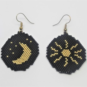 Σκουλαρίκια Moon & Sun από χάντρες Miyuki - γυαλί, κρεμαστά