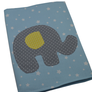 Θήκη βιβλιαρίου υγείας παιδιού ελεφαντάκι σε φόντο γαλάζιο με αστεράκια λευκά - κορίτσι, αγόρι, θήκες βιβλιαρίου