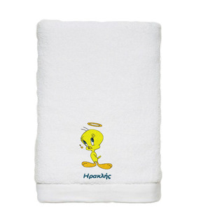 Κεντημένη Πετσέτα Μπάνιου Tweety Looney Tunes με όνομα - δώρα γενεθλίων, δώρο γέννησης, πετσέτες