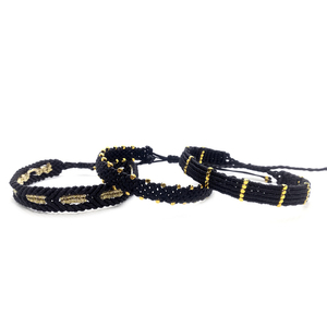 Black - Gold Arrow macrame bracelet - μακραμέ, κορδόνια, unique, αυξομειούμενα - 4
