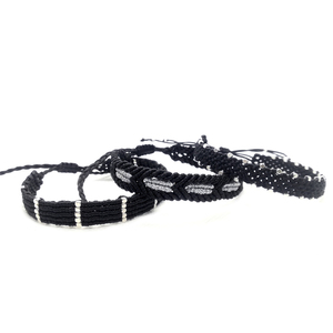 Black - Silver Arrow macrame bracelet - μακραμέ, κορδόνια, αυξομειούμενα - 4