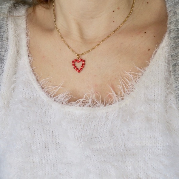 Vintage Swarowski Καρδιά σε επιχρυσωμενη αλυσίδα (Ασήμι 925) - vintage, καρδιά, swarovski - 2