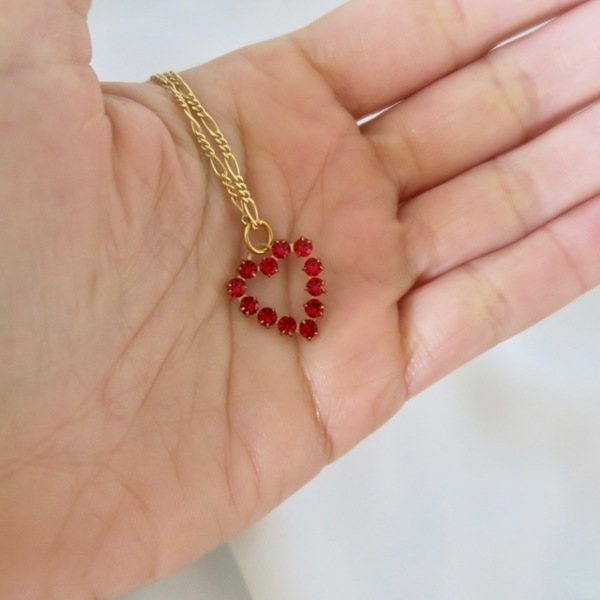 Vintage Swarowski Καρδιά σε επιχρυσωμενη αλυσίδα (Ασήμι 925) - vintage, καρδιά, swarovski - 3