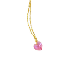 Κολιέ με Ροζ Swarowski καρδιά - vintage, καρδιά, swarovski, κοσμήματα, ανδρικά κολιέ