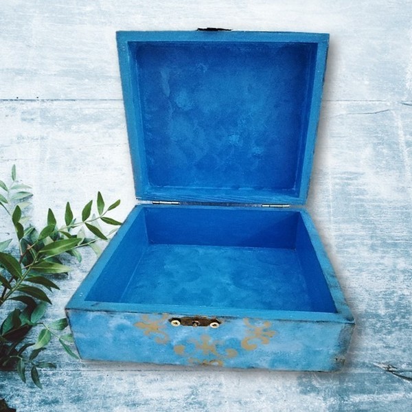 Ξύλινο κουτί με γαλάζιο αερόστατο - αγόρι, mdf, οργάνωση & αποθήκευση, δώρα για βάπτιση, δώρα γενεθλίων, κουτιά αποθήκευσης - 3