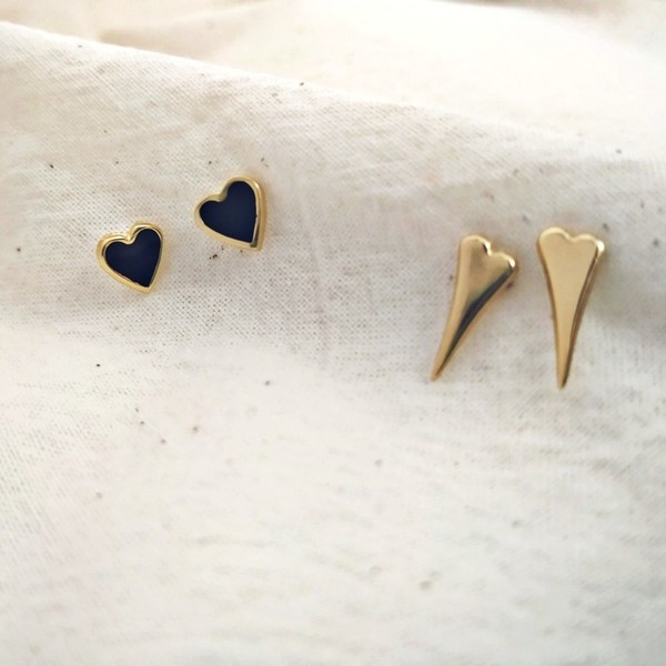Minimal heart earrings - καρδιά, δώρο, καθημερινό, κοσμήματα - 3