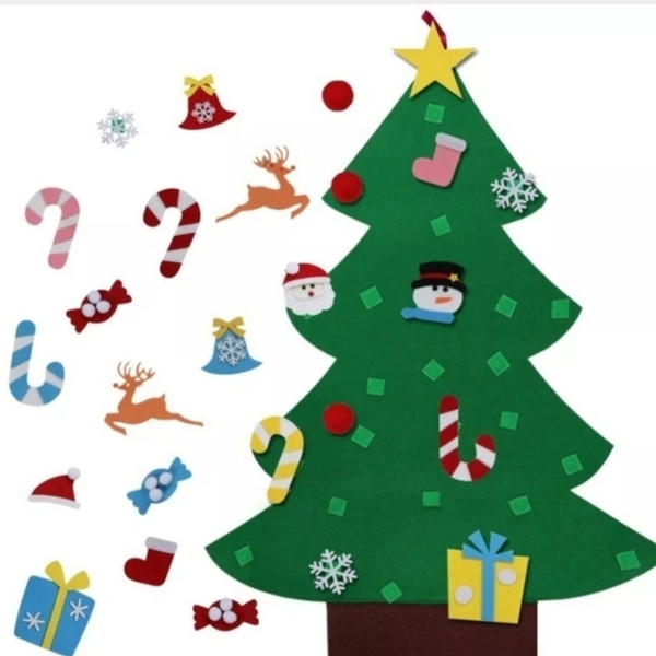 Χριστουγεννιάτικο τσόχινο δεντράκι - χριστουγεννιάτικο δέντρο, διακοσμητικά, δέντρο
