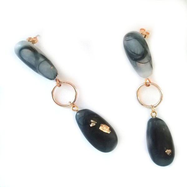 MARGARET earrings - ασήμι, γυαλί, πέτρες, μακριά, κρεμαστά, μεγάλα