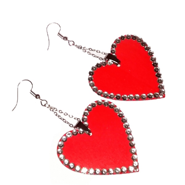 Σκουλαρίκια καρδιές με στρας - statement, καρδιά, κοσμήματα, δώρα για γυναίκες