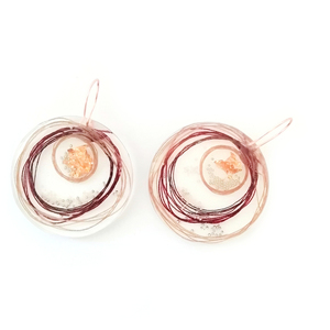 Σκουλαρίκια με χειροποίητη πετρά από τη συλλογή Sunrise Earrings. - ασήμι, γυαλί, επιχρυσωμένα, ρητίνη, κρεμαστά