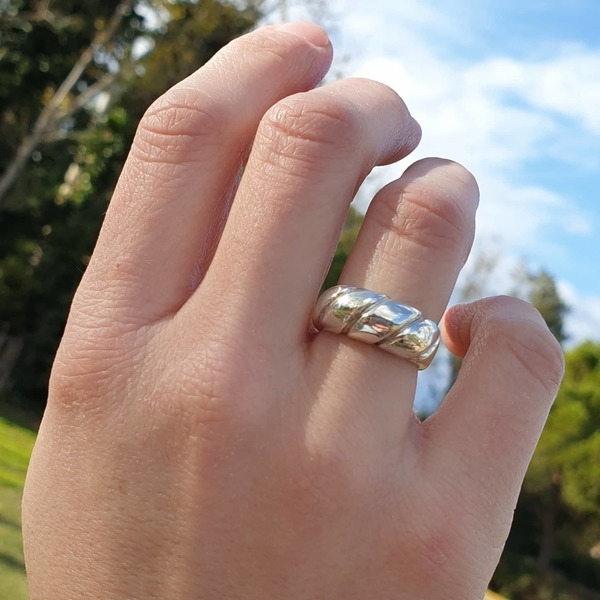 ''Curly ring'' - Χειροποίητο δαχτυλίδι από ασήμι 925 - ασήμι, romantic, minimal, σταθερά, μεγάλα - 4