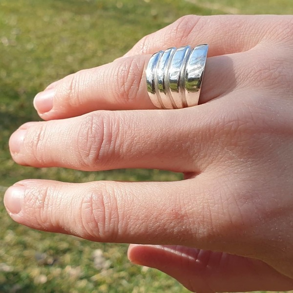 ''4 levels ring'' - Χειροποίητο δαχτυλίδι από ασήμι 925. - ασήμι, επάργυρα, minimal, σταθερά, μεγάλα - 2