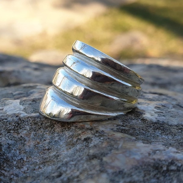''4 levels ring'' - Χειροποίητο δαχτυλίδι από ασήμι 925. - ασήμι, επάργυρα, minimal, σταθερά, μεγάλα - 3