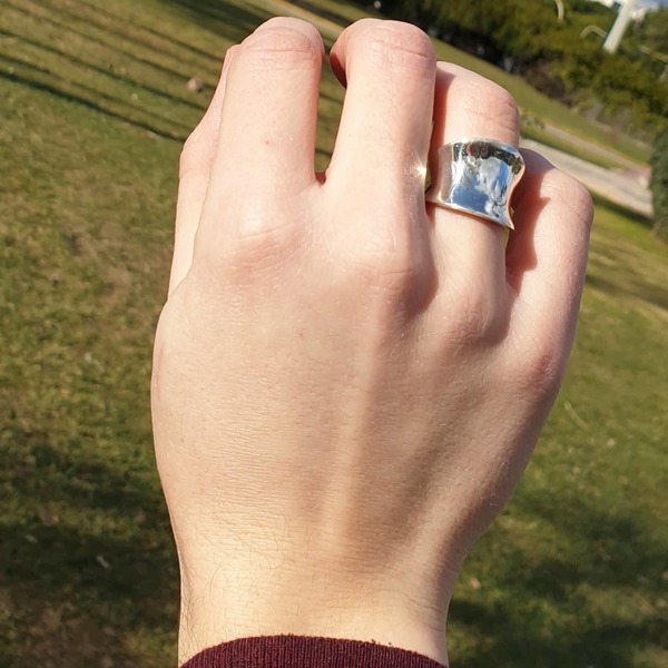 ''Mirror ring'' - Χειροποίητο δαχτυλίδι από ασήμι 925. - ασήμι, επάργυρα, minimal, σταθερά, μεγάλα - 3