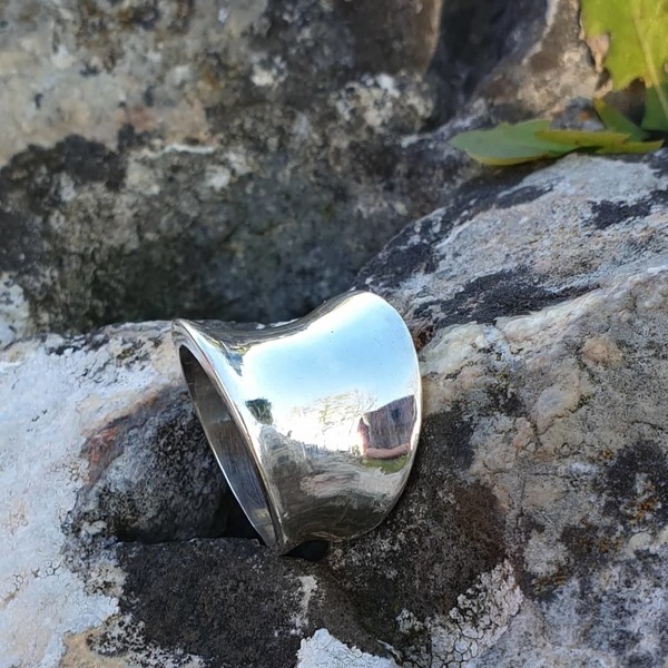 ''Mirror ring'' - Χειροποίητο δαχτυλίδι από ασήμι 925. - ασήμι, επάργυρα, minimal, σταθερά, μεγάλα - 4
