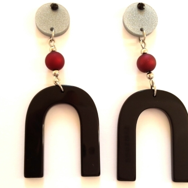 Laser cut acrylic earrings, Plexi σκουλαρίκια, Ακρυλικά σκουλαρίκια - κρεμαστά, μεγάλα, faux bijoux - 2