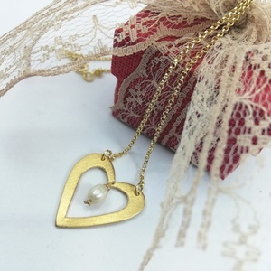 The Heart - ασήμι, μαργαριτάρι, επιχρυσωμένα, καρδιά, κοντά, δώρα αγίου βαλεντίνου - 2