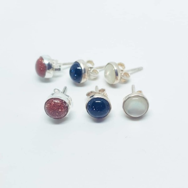 ''Small Lollipop earrings'' - Χειροποίητα σκουλαρίκια από ασήμι 925 και ημιπολύτιμους λίθους μεγέθους 6 χιλιοστών. - ασήμι, ημιπολύτιμες πέτρες, επάργυρα, καρφωτά, μικρά, boho