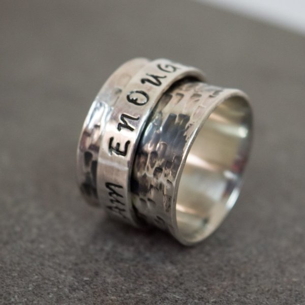 Ασημένιο personalized δαχτυλίδι spinner - ασήμι, δαχτυλίδι, σταθερά, μεγάλα - 2