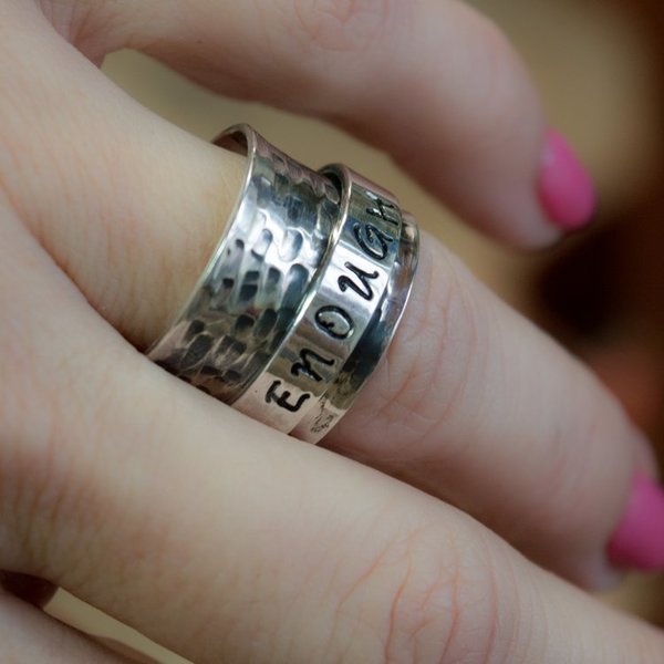 Ασημένιο personalized δαχτυλίδι spinner - ασήμι, δαχτυλίδι, σταθερά, μεγάλα - 3