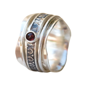 Ασημένιο spinner δαχτυλίδι με Ροδονίτη - ασήμι, ημιπολύτιμες πέτρες, πέτρα, boho, σταθερά