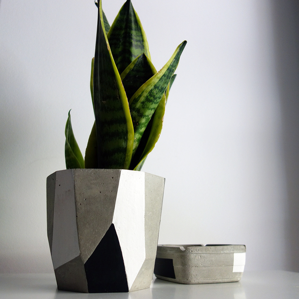 Κασπώ - γλαστρα "ΤΣΙΜΕΝΤΕΝΙΟ ORIGAMI" Black & White - origami, τσιμέντο, κασπώ, διακόσμηση κήπου - 3