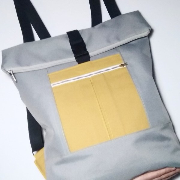 Σακίδιο πλάτης - Oryn backpack in grey & yellow - ύφασμα, πλάτης, μεγάλες, all day, φθηνές