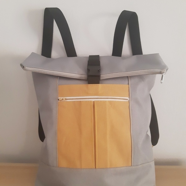 Σακίδιο πλάτης - Oryn backpack in grey & yellow - ύφασμα, πλάτης, μεγάλες, all day, φθηνές - 2