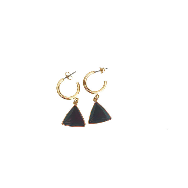 Black triangle earrings - επιχρυσωμένα, ατσάλι, κρεμαστά