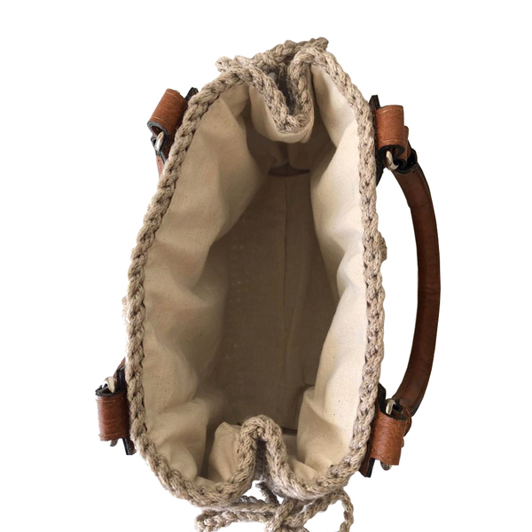 Πλεκτή τσάντα ώμου με δερμάτινα χερούλια - δέρμα, ώμου, πλεκτές τσάντες - 3