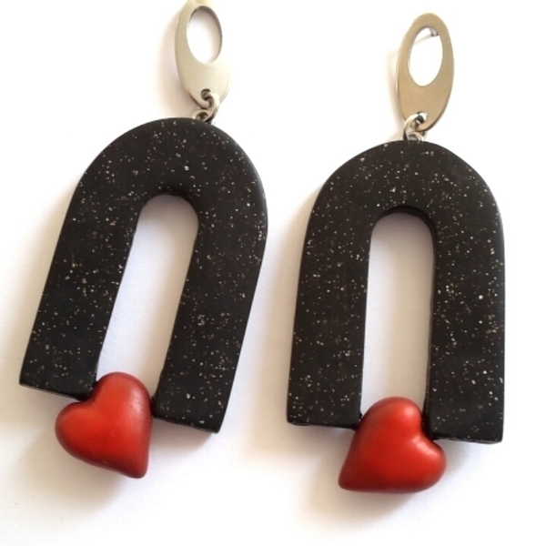 Arch Earrings, Valentine's Day Earrings, Heart Earrings - κοσμήματα