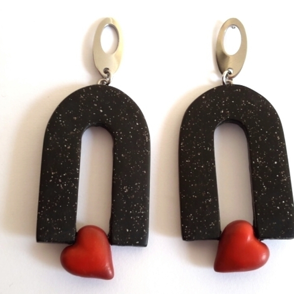 Arch Earrings, Valentine's Day Earrings, Heart Earrings - κοσμήματα - 3