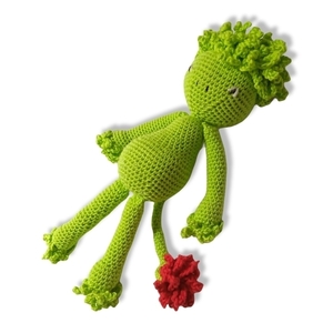 Πλεκτή κούκλα τερατάκι "Κος Μπρόκολης" amigurumi 25 εκ. Πράσινο - ύφασμα, λούτρινα, κούκλες - 2