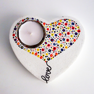 Καρδιά ρεσώ - πολυχρηστικό "love" λευκό - ζωγραφισμένα στο χέρι, τσιμέντο, αρωματικά κεριά, δώρα επετείου, βάσεις για ρεσώ - 5