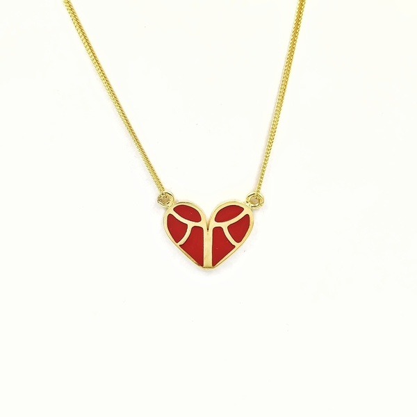 Καρδιά Valentine με σμάλτο - επιχρυσωμένα, ασήμι 925, καρδιά, κοντά