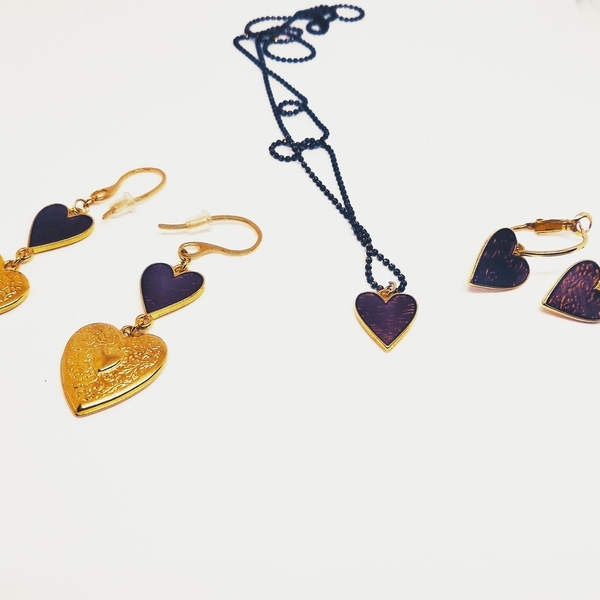Επιχρυσωμένα Κρεμαστά Σκουλαρίκια σε Κρίκους με σχήμα Καρδιάς - επιχρυσωμένα, ορείχαλκος, κρίκοι, κοσμήματα - 2