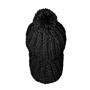 Χειροποίητο πλεκτό καπέλο Jockey-Μαύρο με πον πον-Νο1-60-171. - καπέλο, σκουφάκια