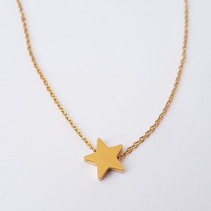 Γυναικείο Κοντό Κολιέ αστέρι σε χρυσό ατσάλι - γυναικεία, αστέρι, δώρο, κοντά, ατσάλι - 3