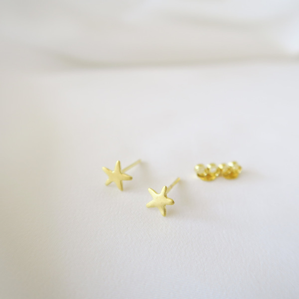Χρυσά Σκουλαρίκια Αστέρια - Ασήμι 925 - ασήμι, αστέρι, μικρά - 2