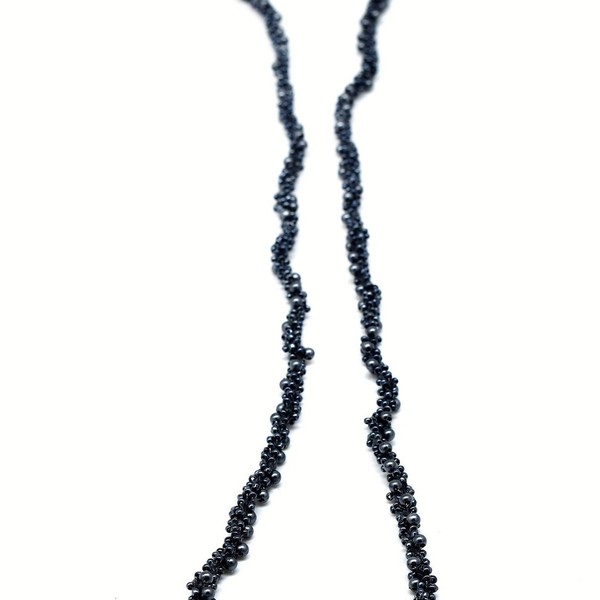 Γυναικείο χειροποίητο μακρύ κολιέ από χάντρες σε μπλε χρώμα - χάντρες, μακριά - 3