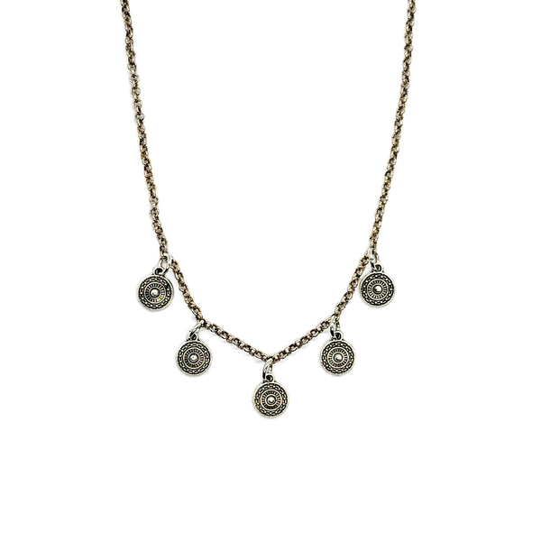 "Silent Flower Necklace" - Κολιέ με μεταλλικά στοιχεία - minimal, κοντά, boho, μπρούντζος, φθηνά