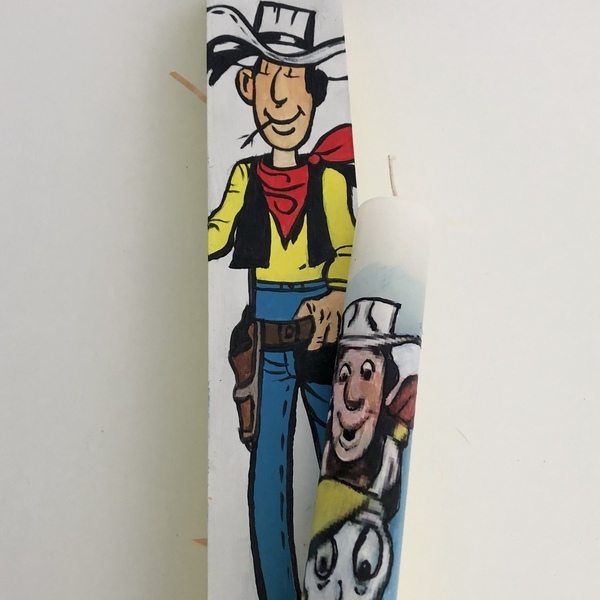 Λαμπάδα «Λουκυ Λουκ» σε ξύλινο κουτί - αγόρι, λαμπάδες, για παιδιά, για εφήβους, ήρωες κινουμένων σχεδίων - 3