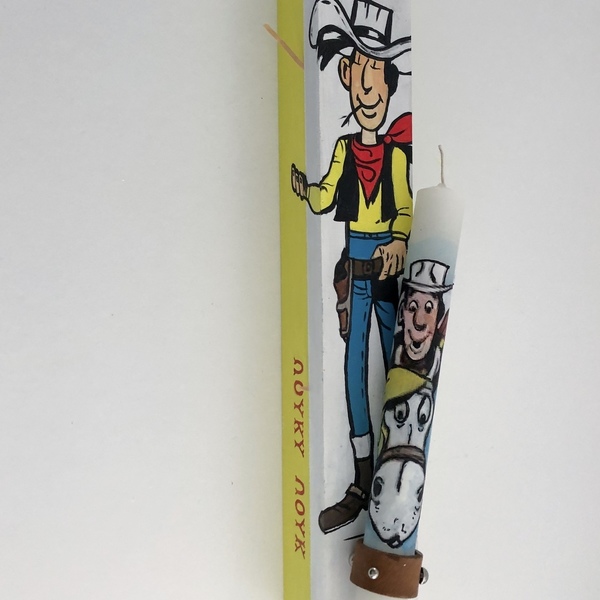 Λαμπάδα «Λουκυ Λουκ» σε ξύλινο κουτί - αγόρι, λαμπάδες, για παιδιά, για εφήβους, ήρωες κινουμένων σχεδίων - 4